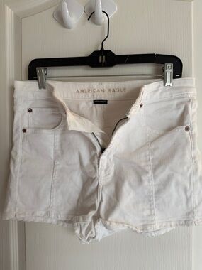 American Eagle Outfitters White High-Rise Cutoff Denim Shorts